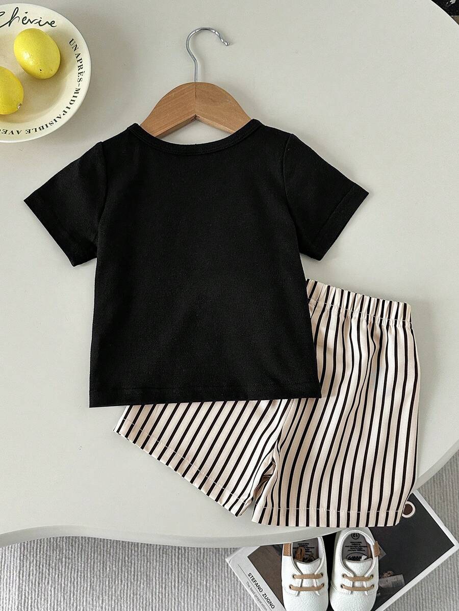 Baby Boy Holiday Print Top and Plaid Shorts 2 Piece Vacation Summer Outfit Set
