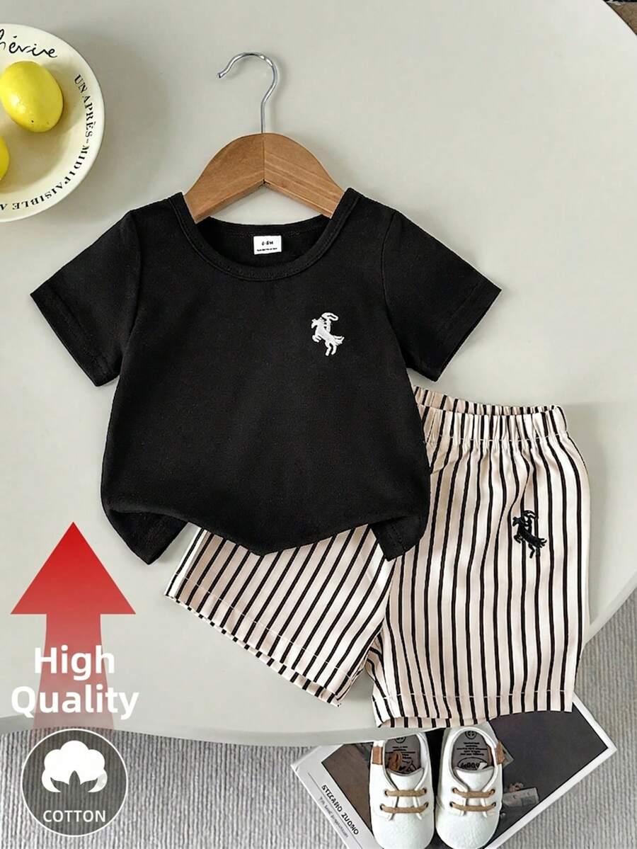 Baby Boy Holiday Print Top and Plaid Shorts 2 Piece Vacation Summer Outfit Set