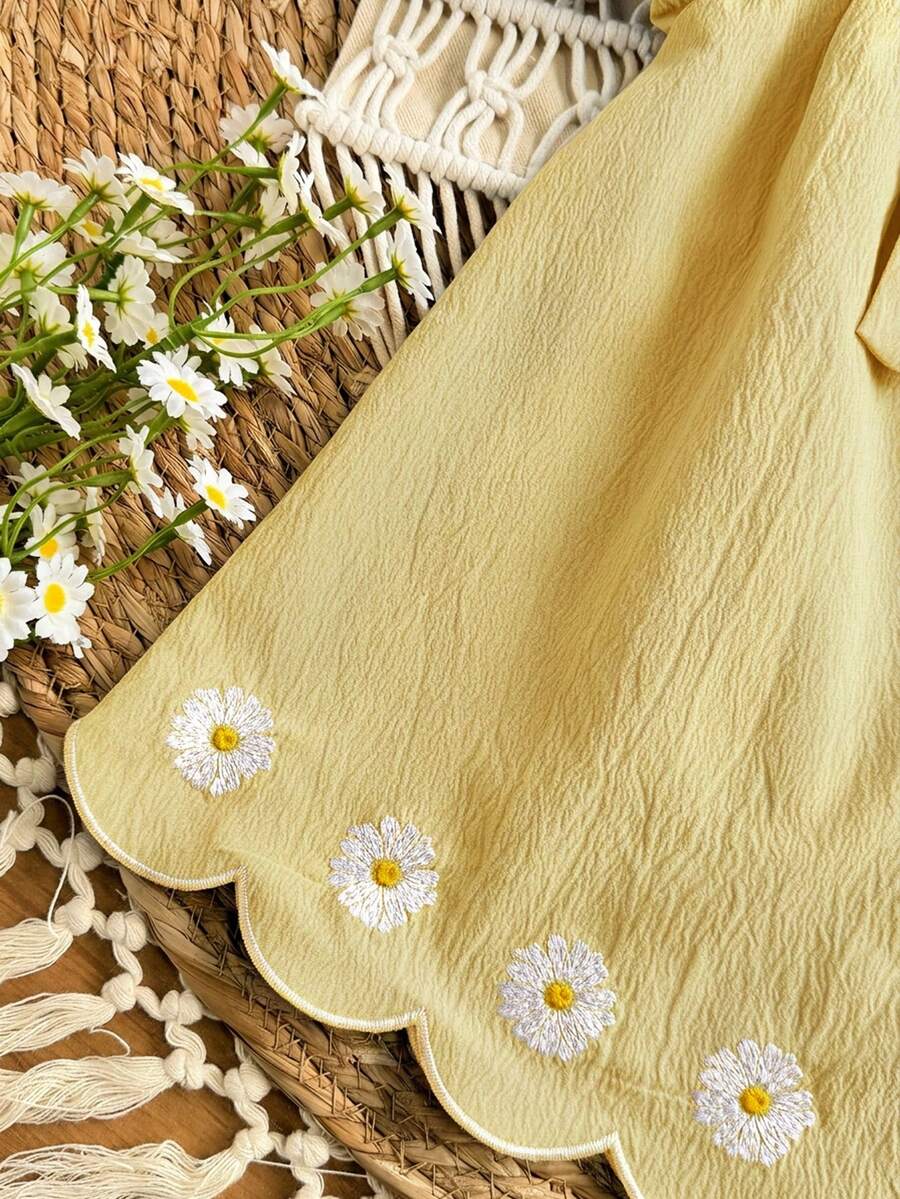 Baby Girl Plaid Bow Detail Short Sleeve Dress Cute Summer Vacation Outfit