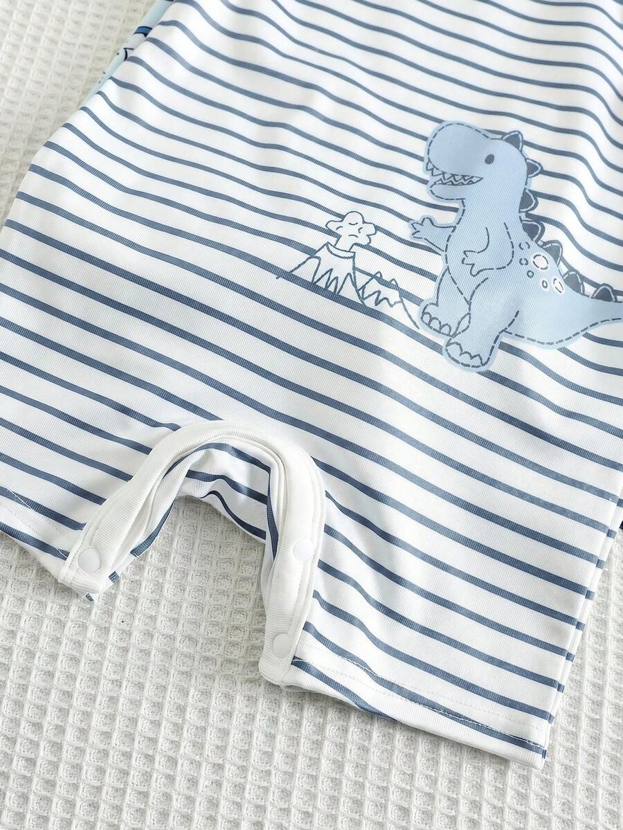 Unisex Newborn Baby Dinosaur Print Sleeveless Romper 3 Piece Casual Cartoon Outfit Set