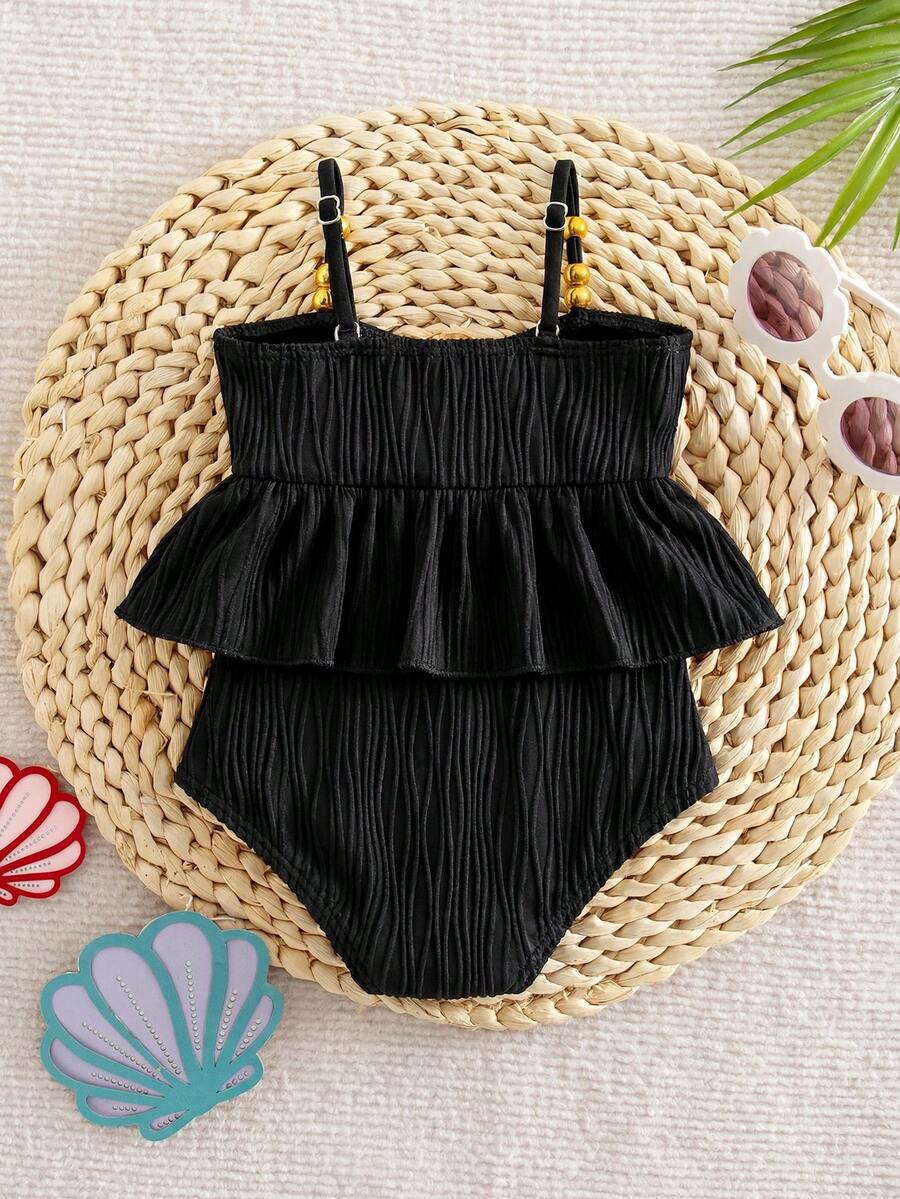 Baby Girls Minimalist Spaghetti Strap One Piece Swimsuit Casual Summer Beachwear