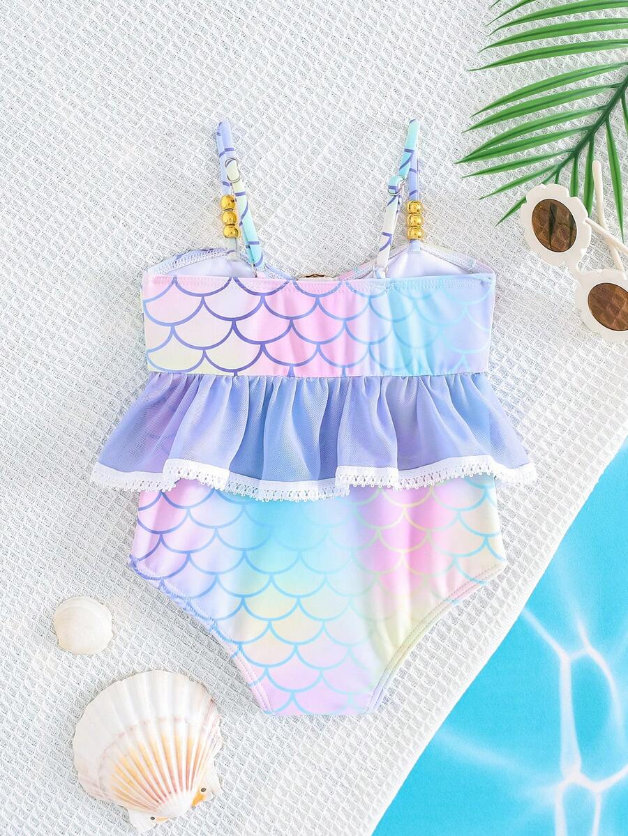 Baby Girls Minimalist Spaghetti Strap One Piece Swimsuit Casual Summer Beachwear