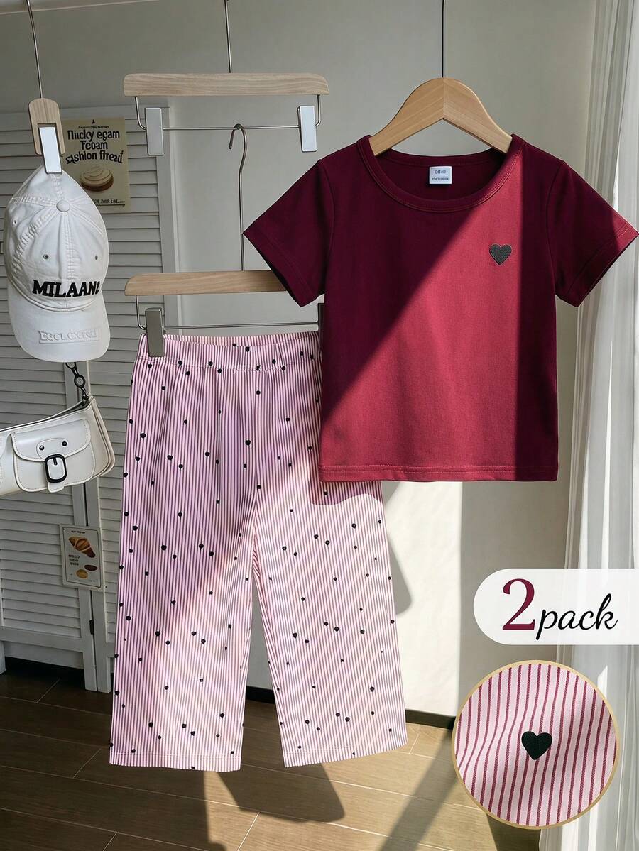 3D Floral T Shirt And Plaid Pants Set For Baby Girls Casual Cute Outfit