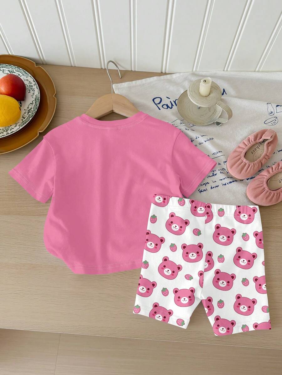 Baby Girl 2-Piece Summer Clothes Set: Striped Knitted Tee and Matching Shorts