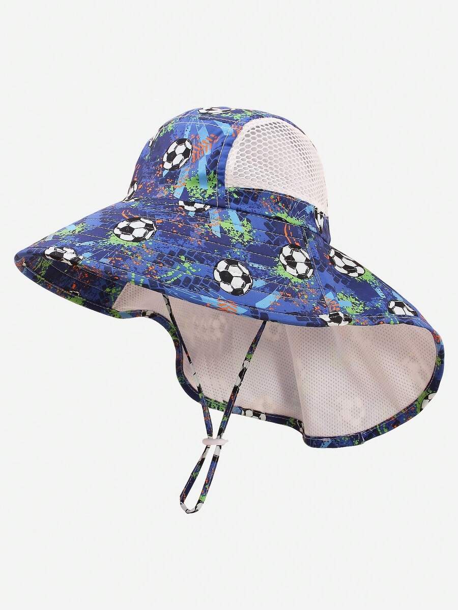 Baby Wide Brim Sun Hat with Mesh Ventilation Adjustable Chin Strap Bucket Hat for 6-24 Months