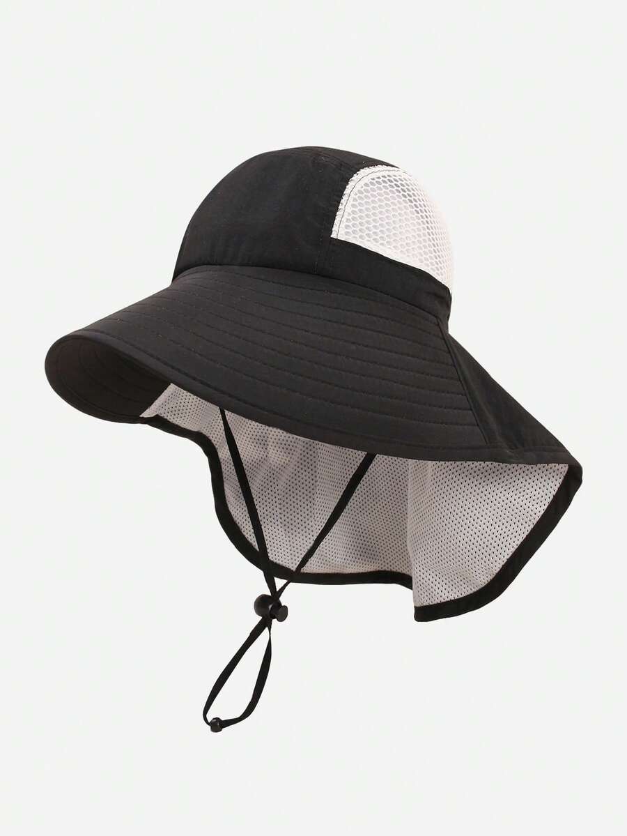 Baby Wide Brim Sun Hat with Mesh Ventilation Adjustable Chin Strap Bucket Hat for 6-24 Months