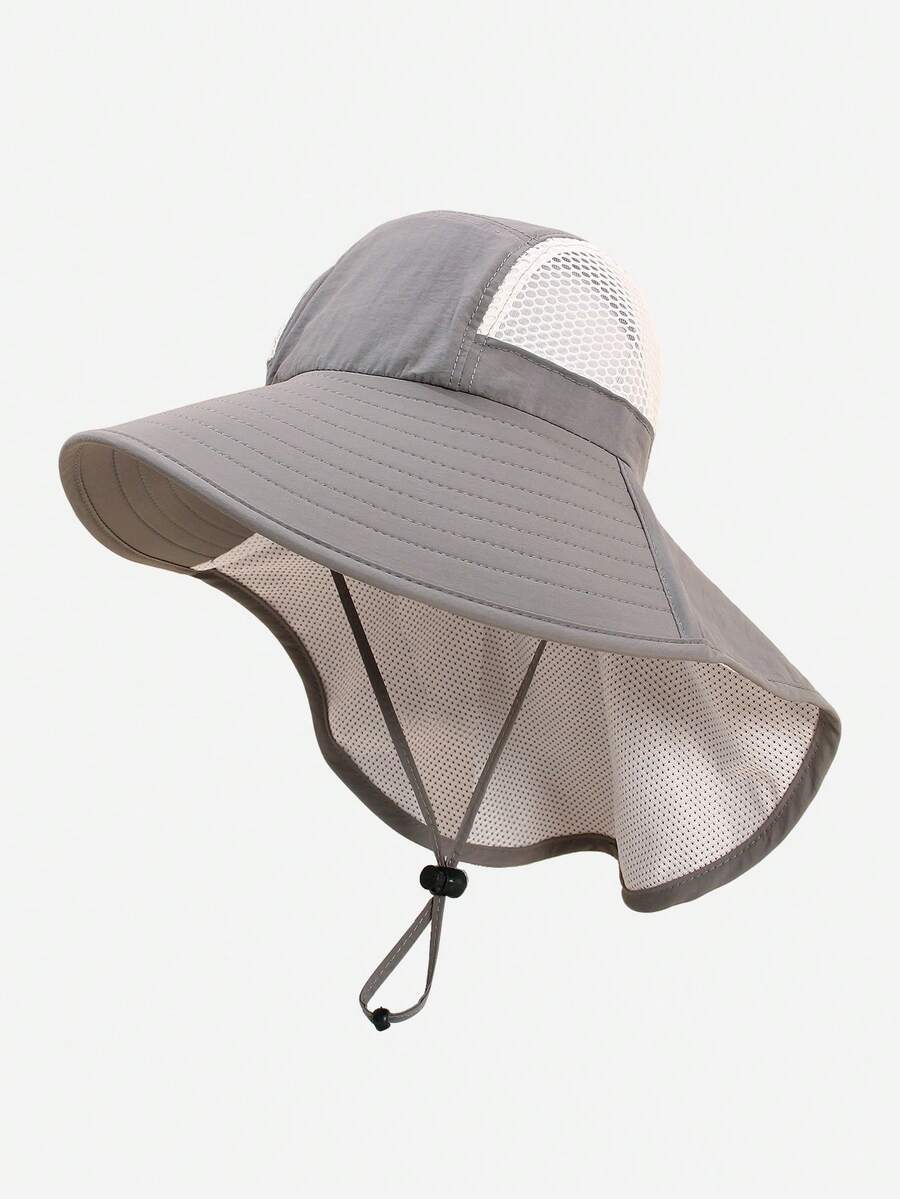 Baby Wide Brim Sun Hat with Mesh Ventilation Adjustable Chin Strap Bucket Hat for 6-24 Months