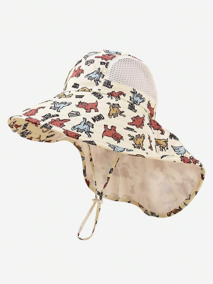 Baby Wide Brim Sun Hat with Mesh Ventilation Adjustable Chin Strap Bucket Hat for 6-24 Months