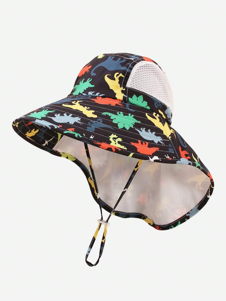 Baby Wide Brim Sun Hat with Mesh Ventilation Adjustable Chin Strap Bucket Hat for 6-24 Months