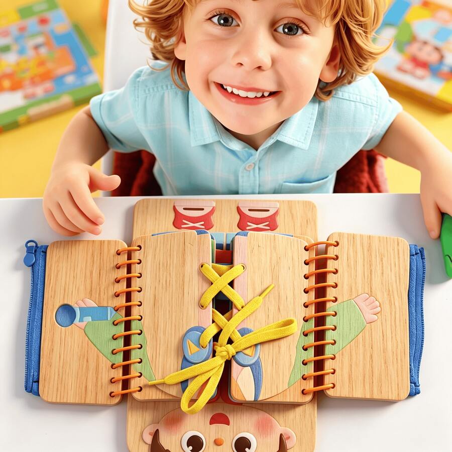 Montessori Busy Board for Toddlers – Sensory Learning Toy for Fine Motor & Dressing Skills