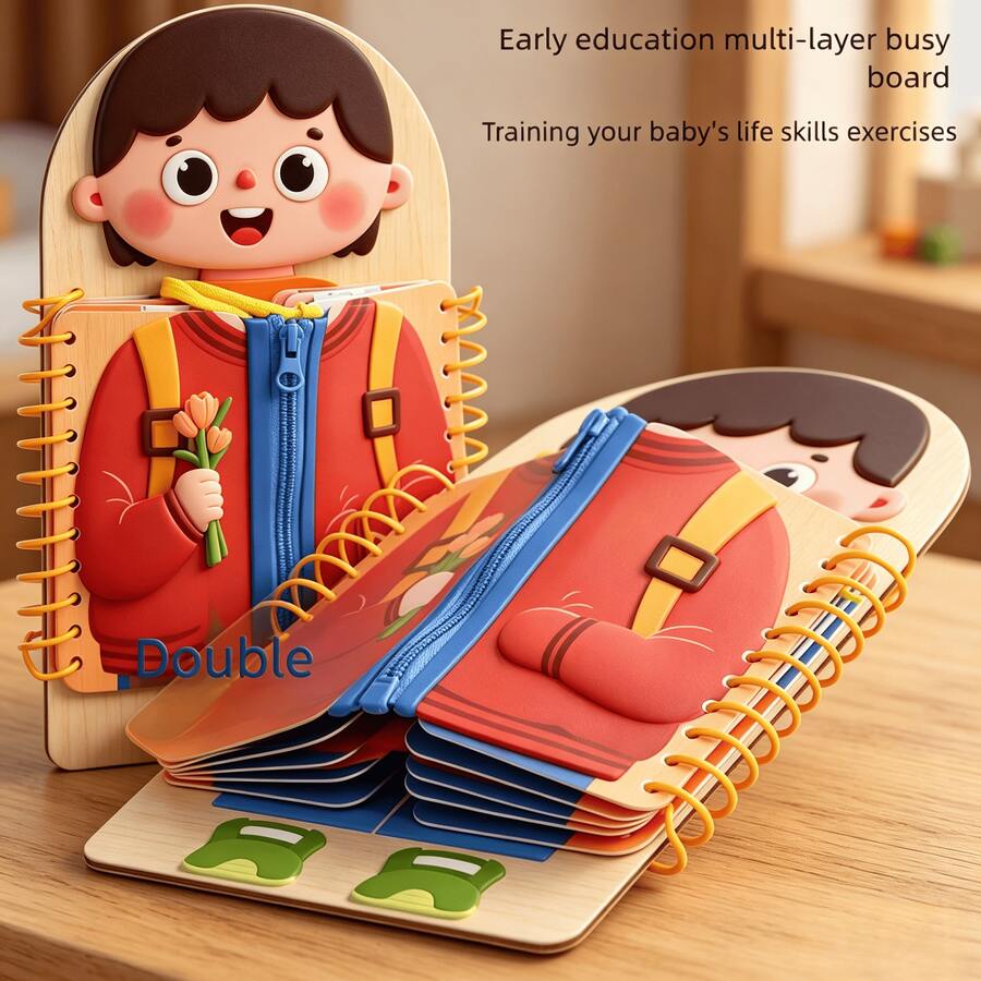 Montessori Busy Board for Toddlers – Sensory Learning Toy for Fine Motor & Dressing Skills