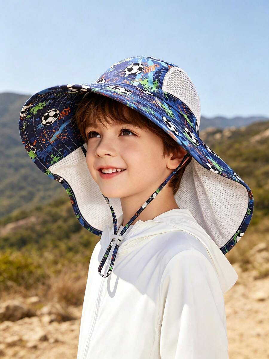 Baby Wide Brim Sun Hat with Mesh Ventilation Adjustable Chin Strap Bucket Hat for 6-24 Months