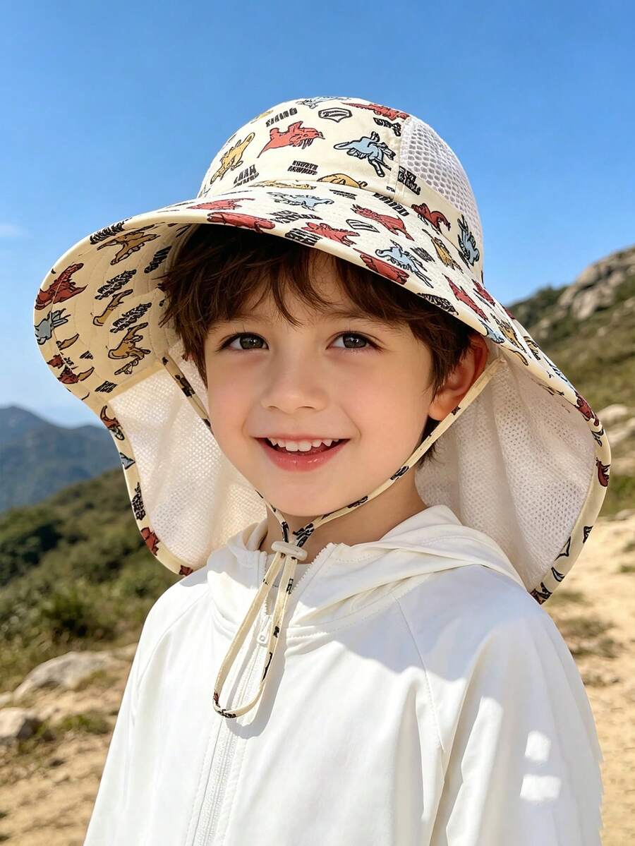 Baby Wide Brim Sun Hat with Mesh Ventilation Adjustable Chin Strap Bucket Hat for 6-24 Months