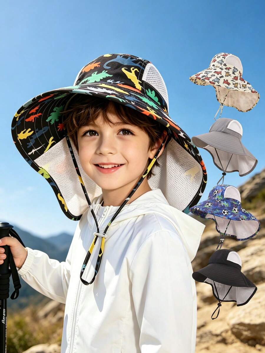 Baby Wide Brim Sun Hat with Mesh Ventilation Adjustable Chin Strap Bucket Hat for 6-24 Months