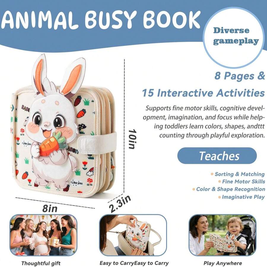 Felt Quiet Book for Babies – Interactive Animal Learning Toy