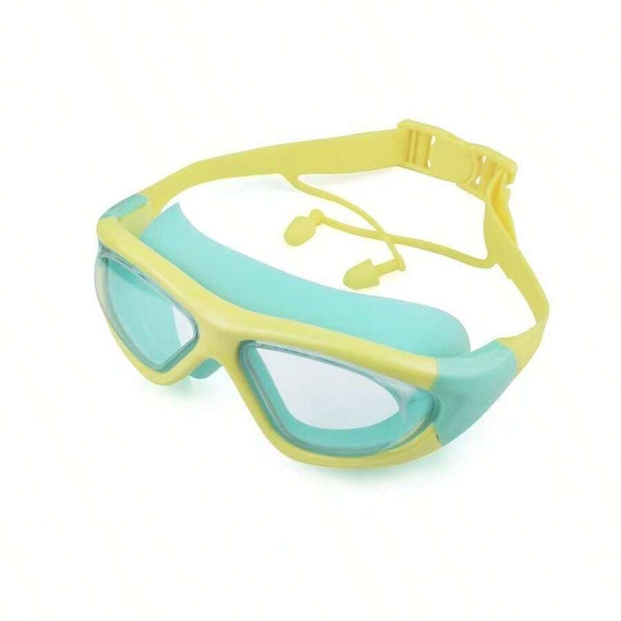 Anti-Fog Waterproof Swimming Goggles with Earplugs, Large Frame Silicone Swim Goggles