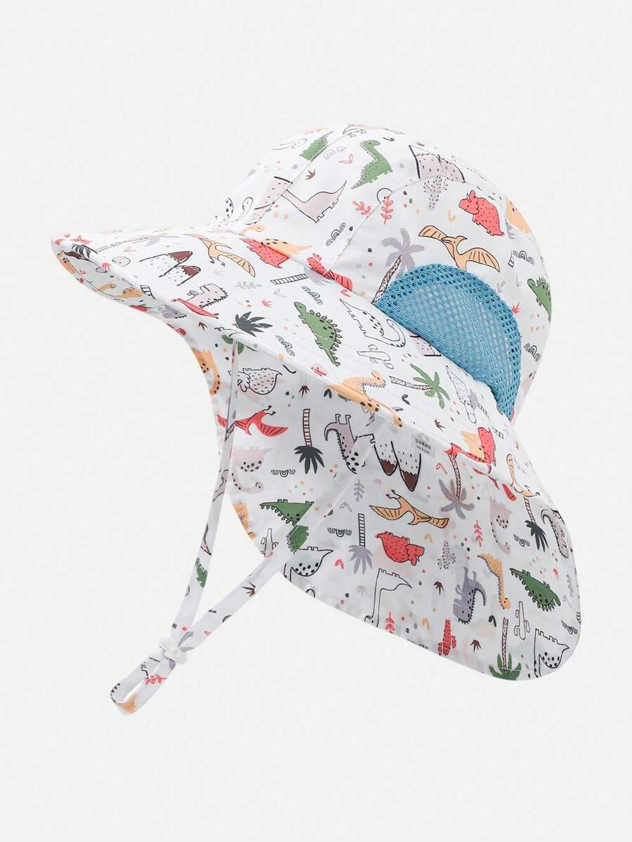 Baby Wide Brim Sun Hat with Mesh Ventilation Adjustable Chin Strap Bucket Hat for 6-24 Months