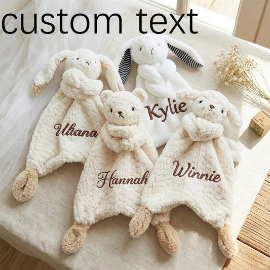Personalised Baby Bunny Comfort Blanket – Custom Name Plush Lovey & Newborn Gift