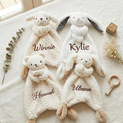 Personalised Baby Bunny Comfort Blanket – Custom Name Plush Lovey & Newborn Gift