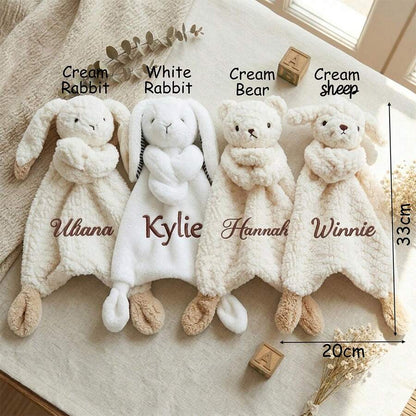 Personalised Baby Bunny Comfort Blanket – Custom Name Plush Lovey & Newborn Gift
