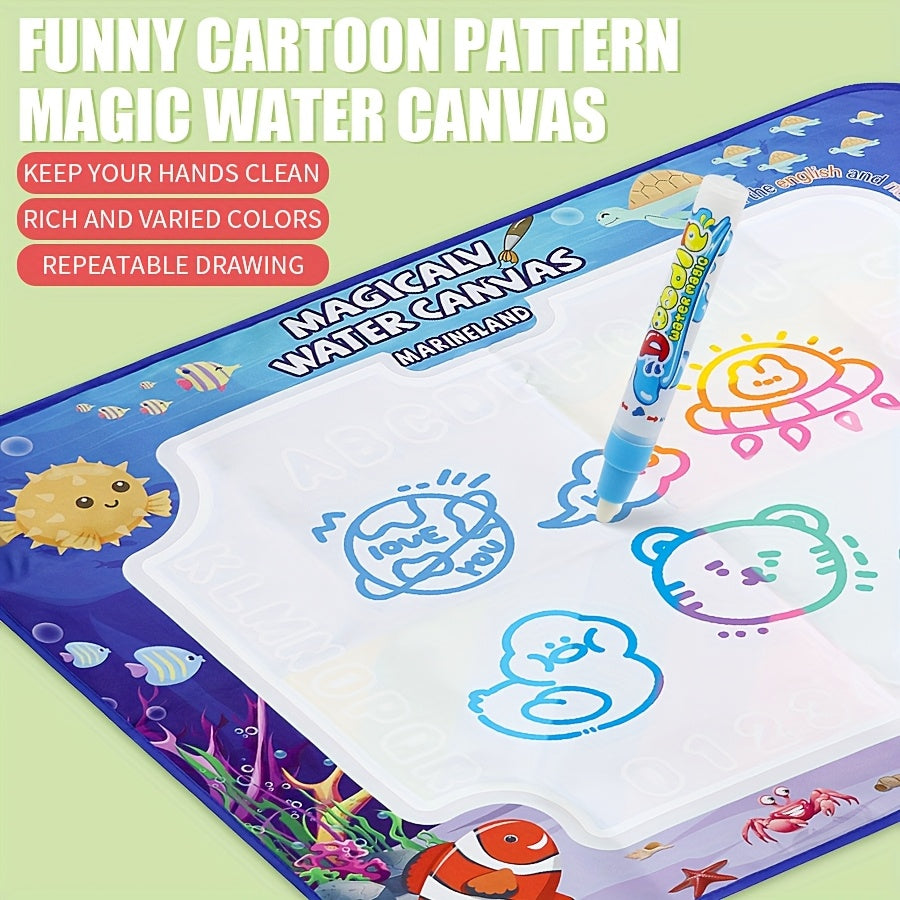 Reusable Water Doodle Mat for Kids, Mess-Free Drawing Mat with Water Pen, Portable Magic Painting Toy