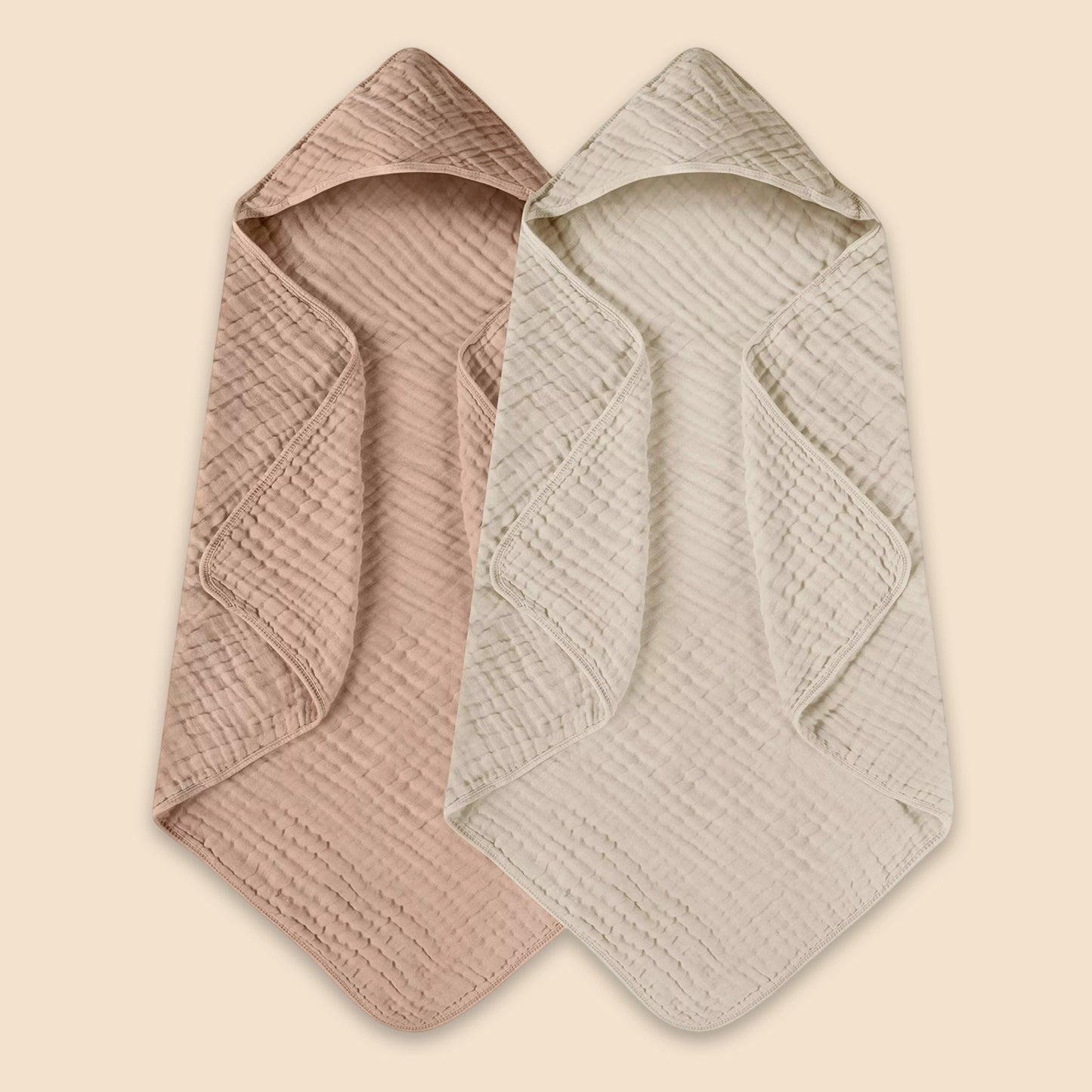 Soft Muslin Hooded Towel - 100% Pure Cotton Breathable Bathrobe - Absorbent Towel for Babies
