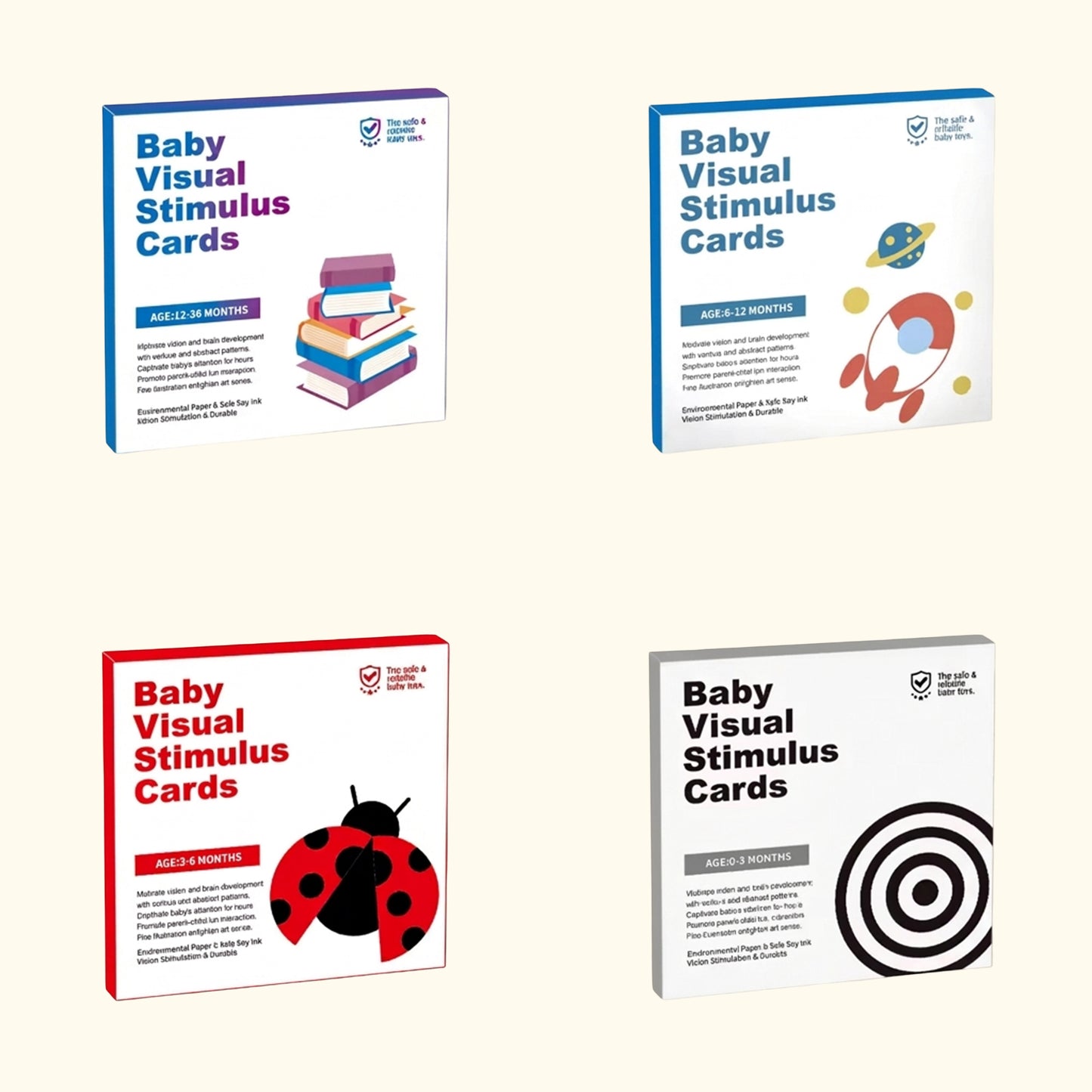 Black & White Visual Stimulation Cards - Newborn Sensory Training Set - Early Education Cognitive Flashcards for Infants