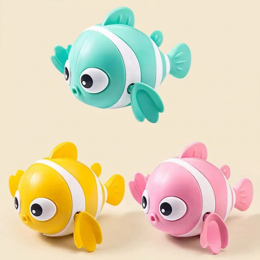 Cute Swimming Clown Fish Bath Toy - Wind-Up Floating Bathtub Toy - Fun Water Play for Babies