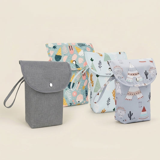 Travel Diaper Storage Pouch - Waterproof Wet Dry Organizer - Compact Nappy Tote & Stroller Carry Bag
