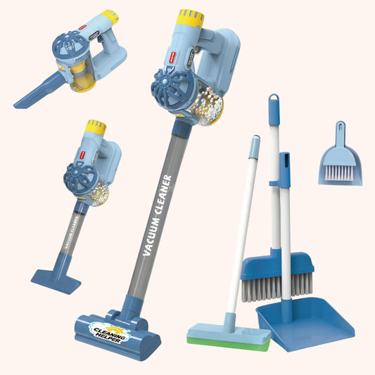 Kids Electric Vacuum Cleaner Playset - Realistic Housekeeping Set - Educational Cleaning Role Play Gift for Boys & Girls