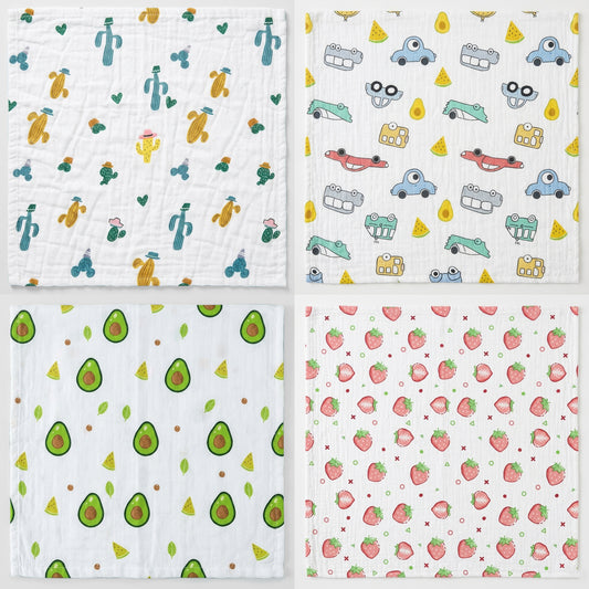 Versatile 6-Layer Cotton Baby Care Towels – Essential Muslin Handkerchiefs for Face Wash, Bath Time, Feeding, and Daily Burp Wipes