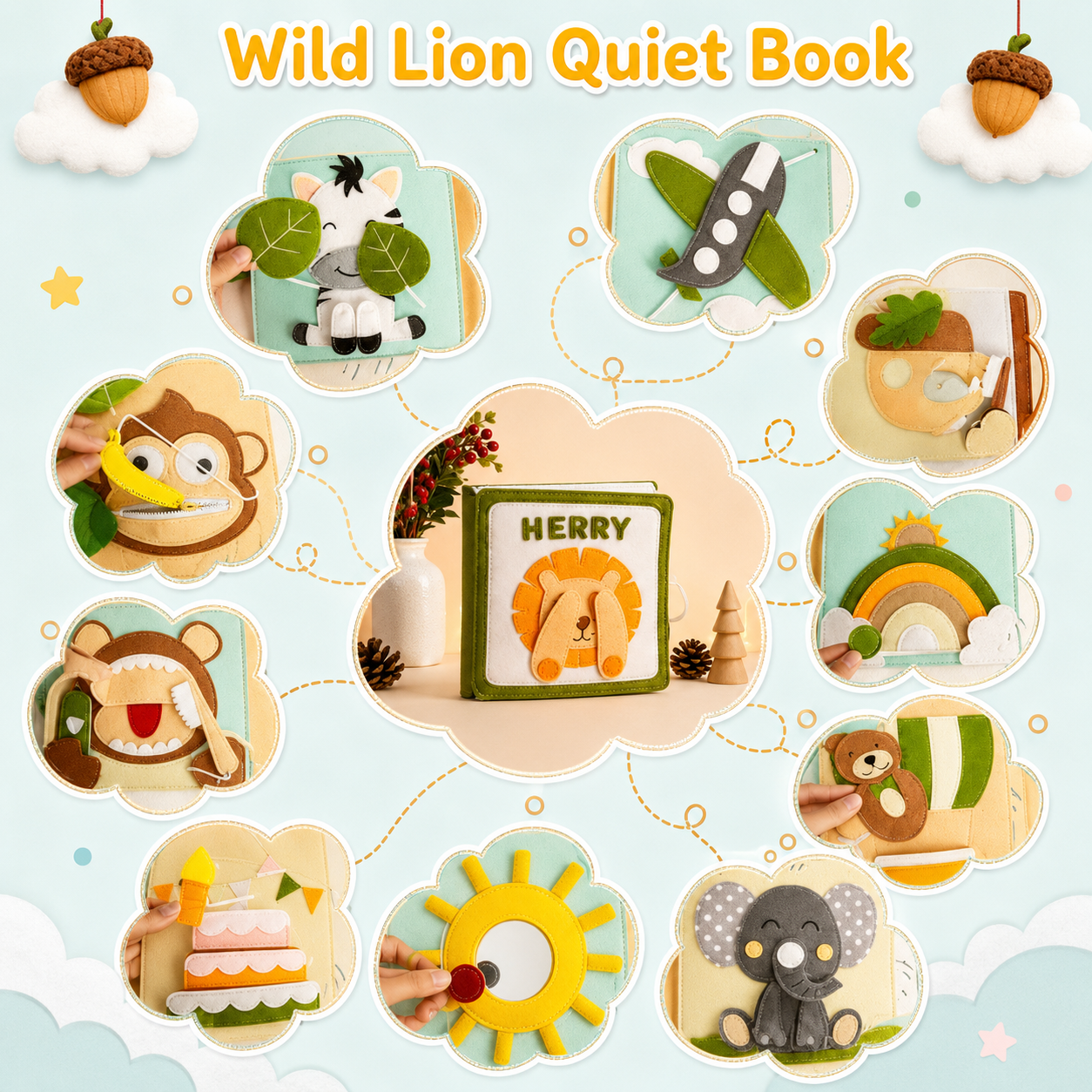 Personalized Quiet Book for Toddlers – Custom Name Felt Busy Book
