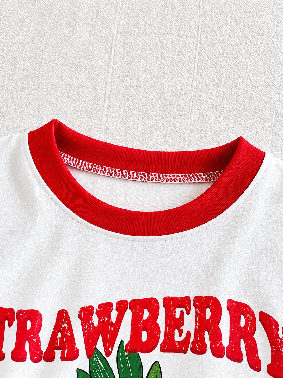 Cherry Print T-Shirt and Embroidery Pattern Contrast Shorts Set for Baby Girls