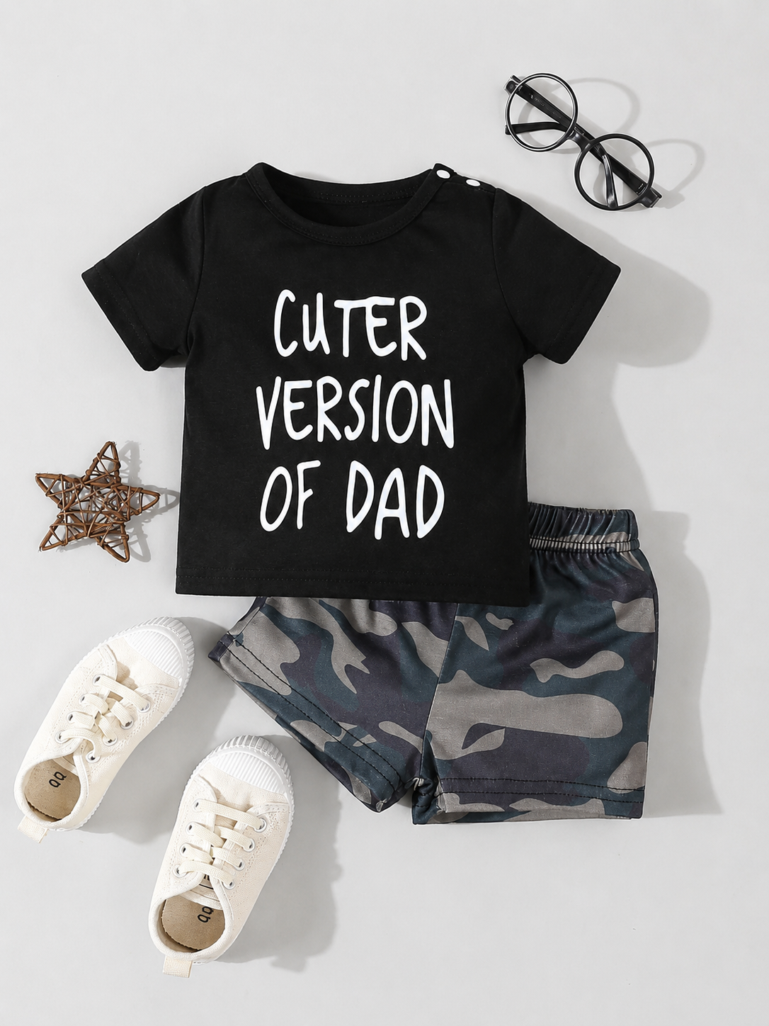 Camouflage Print Short Sleeve Sports Outfit for Baby Boys