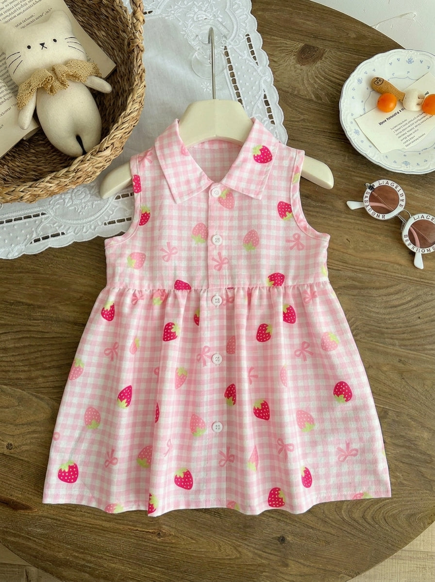 Kids Floral Print A-Line Dress With Bucket Hat Cute Summer Outing Clothing Set