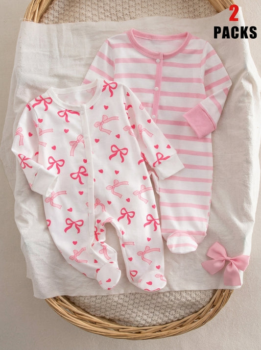 Floral Long Sleeve Baby Pajama Set for Newborn Girls Soft Summer Sleepwear