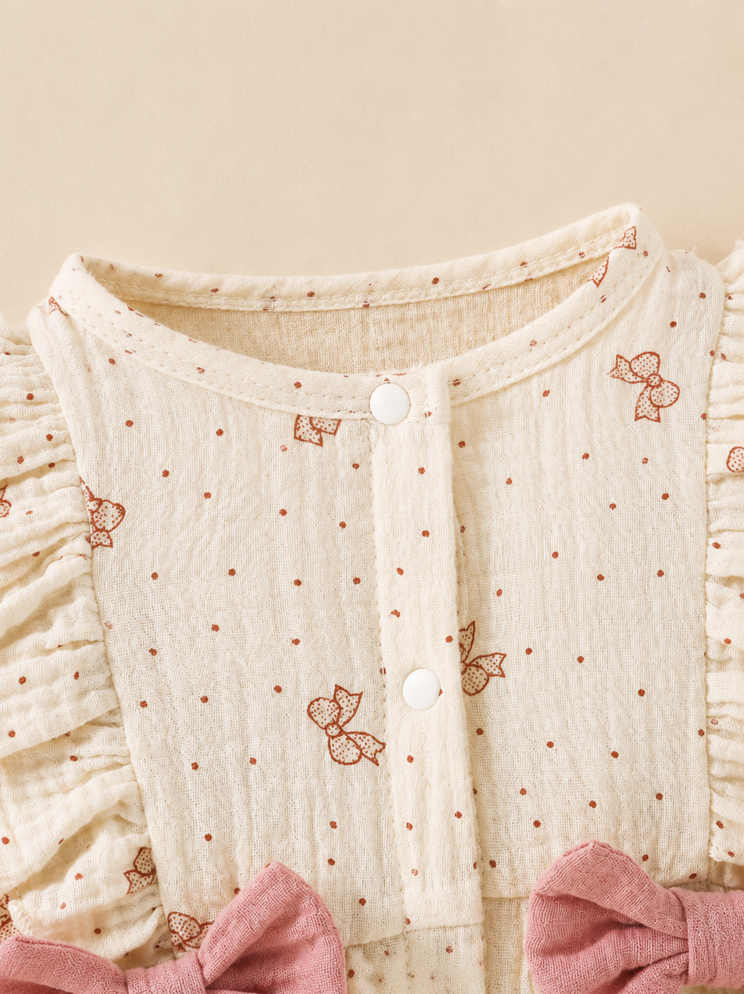 Sweet Bow Print Princess Jumpsuit for Baby Girls - Comfortable Cotton Spring Wear