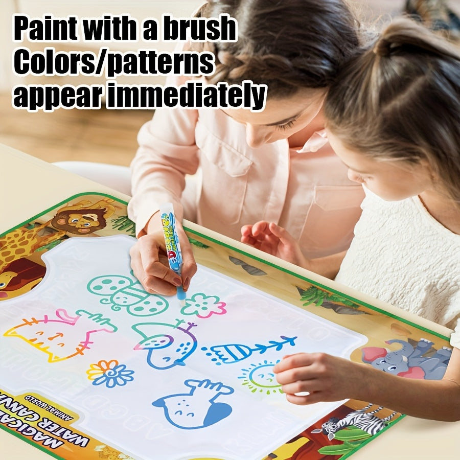 Reusable Water Doodle Mat for Kids, Mess-Free Drawing Mat with Water Pen, Portable Magic Painting Toy