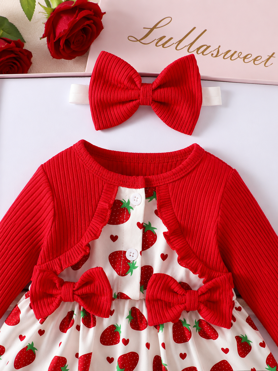 Baby Girl Floral Patchwork Dress & Headband Set - Sweet Pink Autumn Outfit