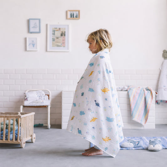 Cotton Muslin Baby Swaddle Blanket - Breathable Printed Newborn Wrap - Soft Multi-use Bath Towel for Infants