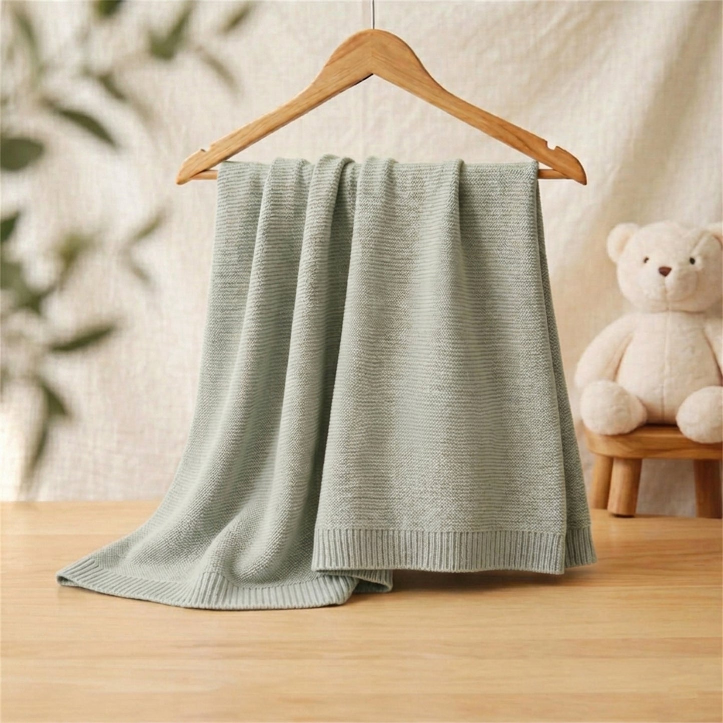 Personalized Baby Blanket - Custom Embroidered Name - Breathable Cotton Knitted Stroller Blanket & Swaddle