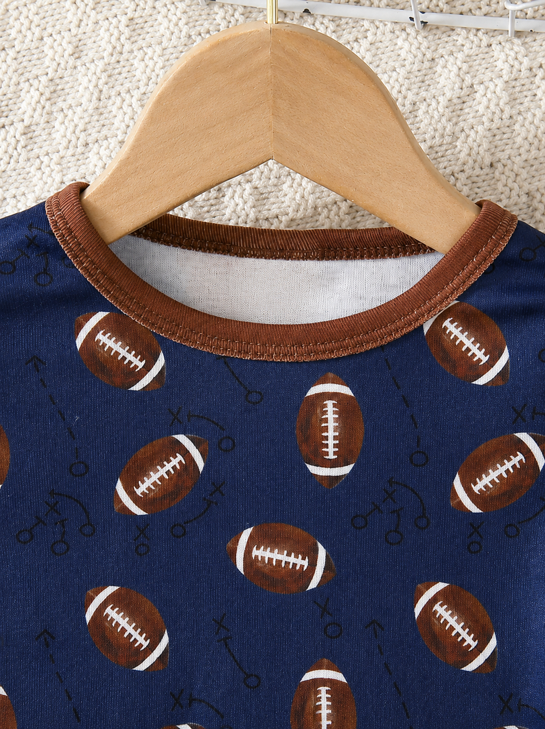 Baby Boy Football Allover Print Long Sleeve Top and Leggings 2 Piece Pajama Set