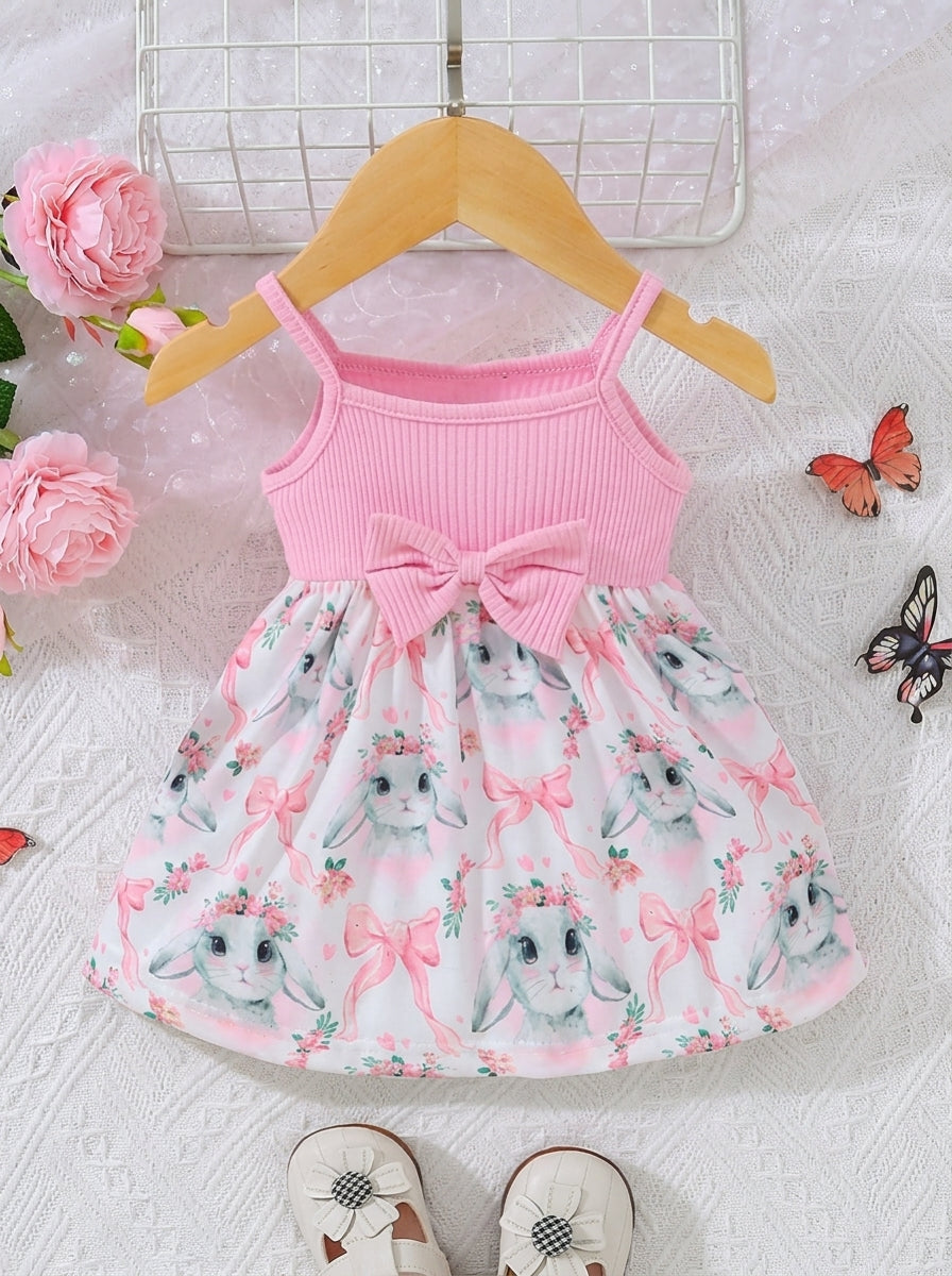Baby Floral Print Bow Front Cami Dress for Cute Summer Outings and Daily Wear