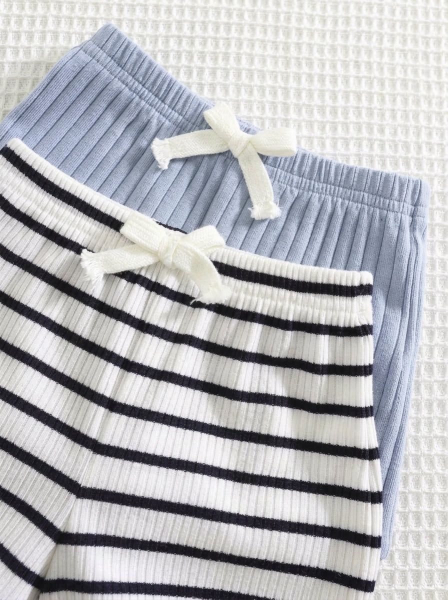 Striped Bodysuit and Shorts 4 Piece Outfit Set for Cute Summer Daily Wear
