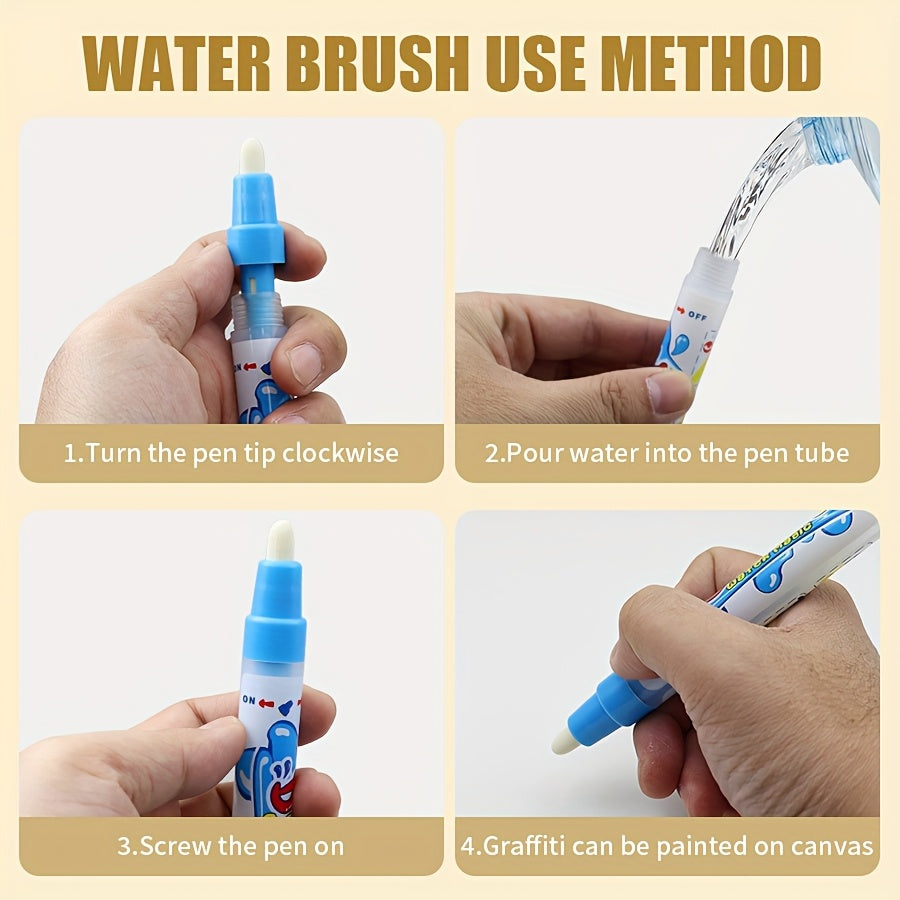 Reusable Water Doodle Mat for Kids, Mess-Free Drawing Mat with Water Pen, Portable Magic Painting Toy