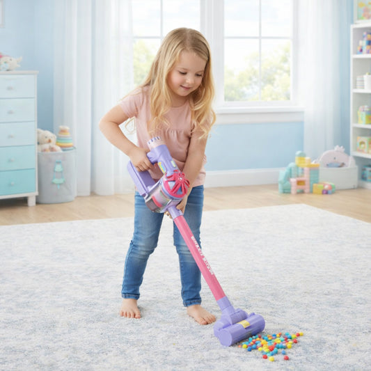 Kids Electric Vacuum Cleaner Playset - Realistic Housekeeping Set - Educational Cleaning Role Play Gift for Boys & Girls