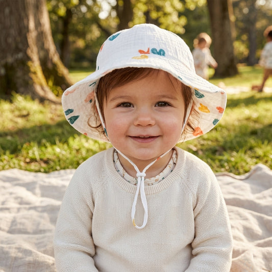 Unisex Baby Sunscreen Bucket Hat - Sporty Cotton Panama Cap - Outdoor Beach Fishing Headwear for 3-12 Months
