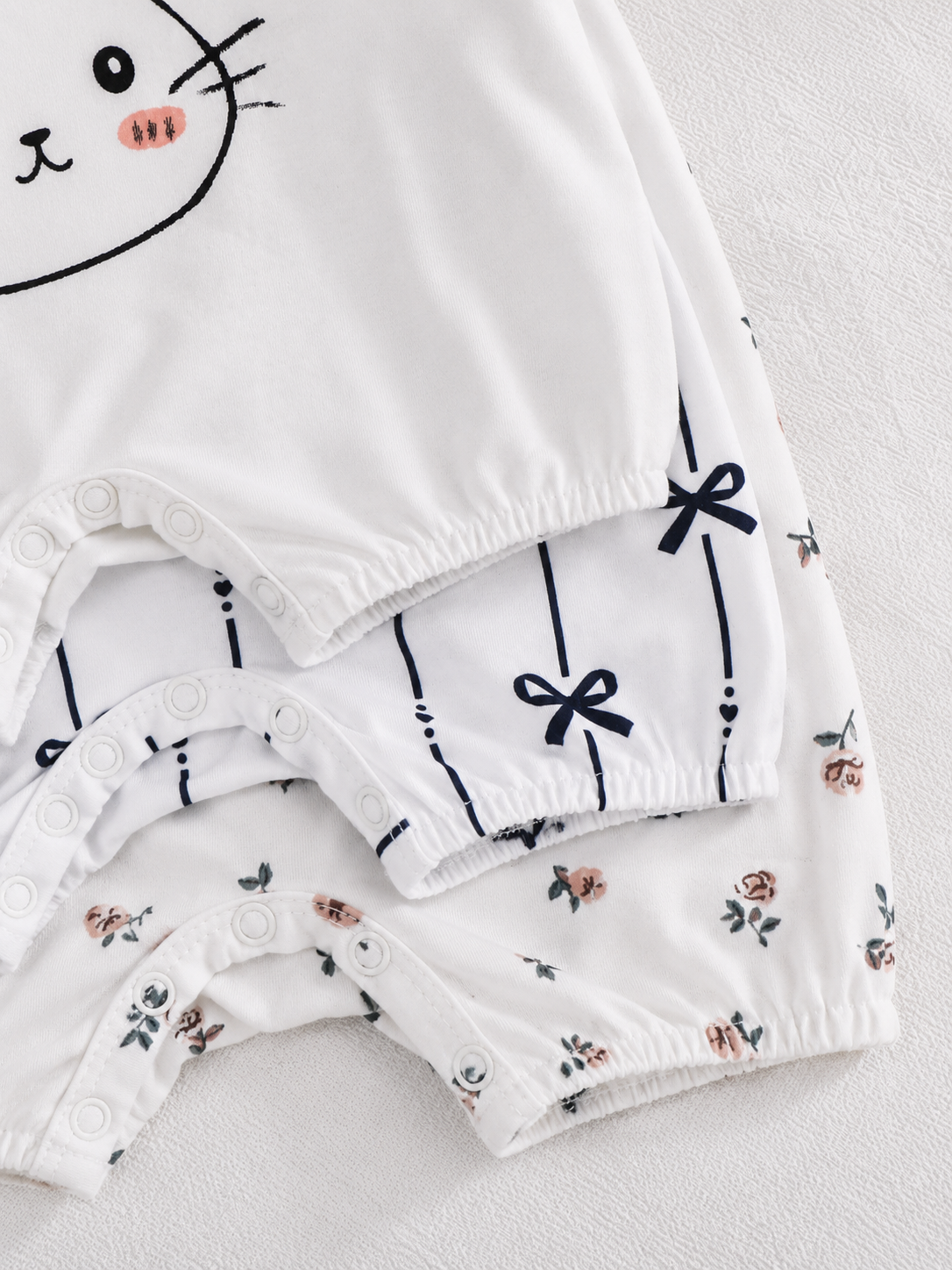 Newborn Soft Knit Summer Romper Set - 3pcs Cute Cartoon Graphic Outfits