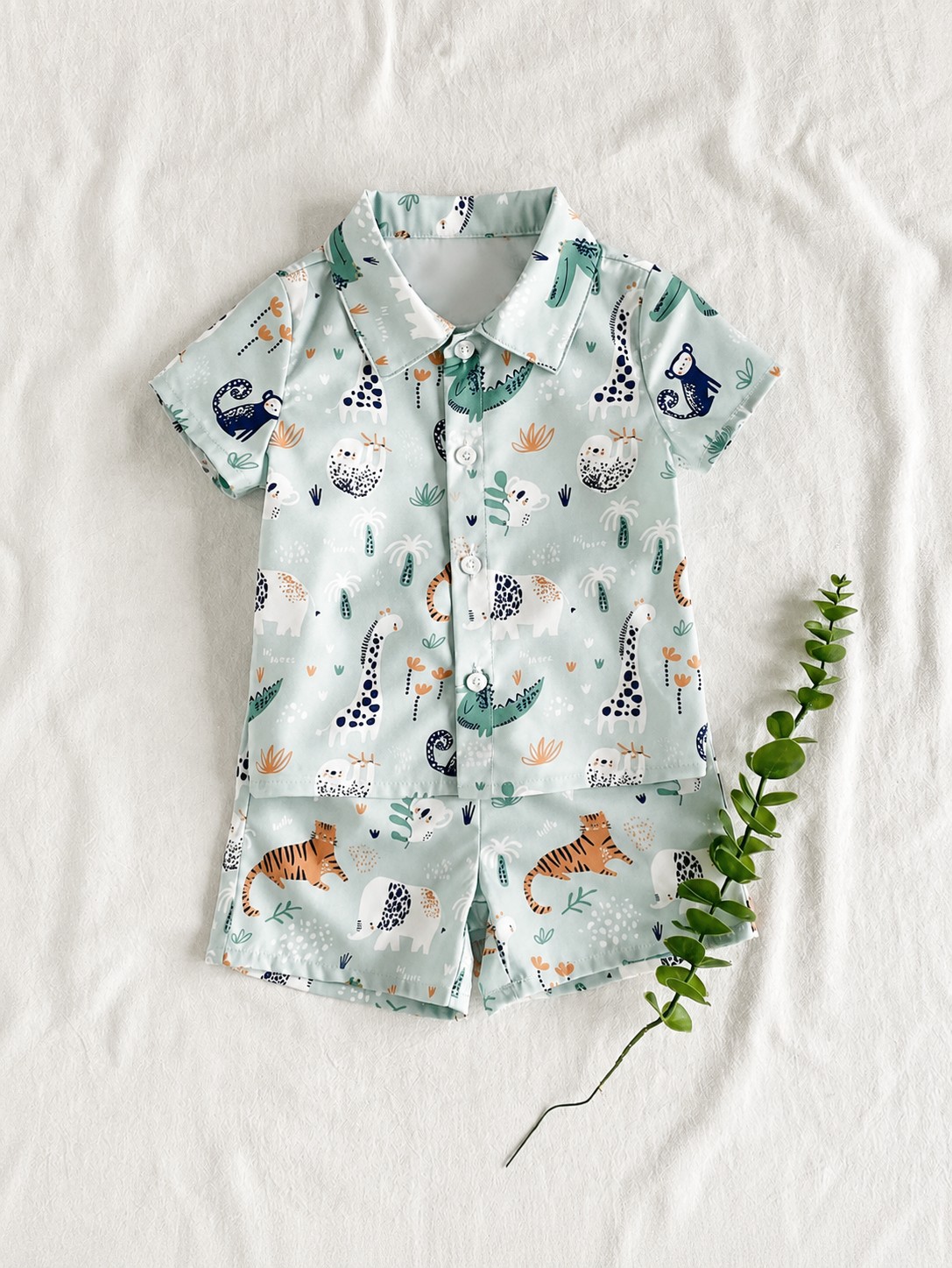 2pcs/Set Baby Boy Casual Striped Polo Collar Top & Shorts Summer Clothes
