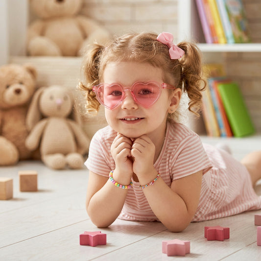 Kids Heart-Shaped Sunglasses - UV400 Candy Color Eyewear - Cute Fashion Shades for Baby Boys & Girls Outdoor
